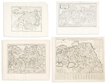 (RUSSIA.) Group of 13 seventeenth-to-nineteenth-century engraved maps of the region.